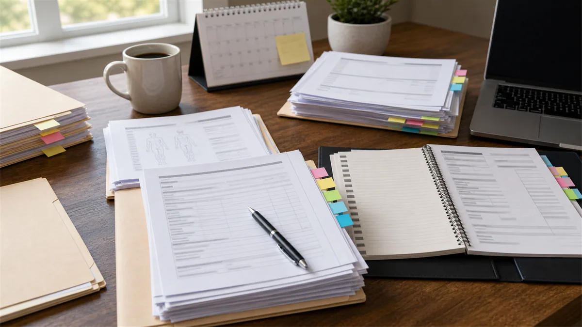 Documentary-style legal process scene for "Medical Records for Injury Claims".