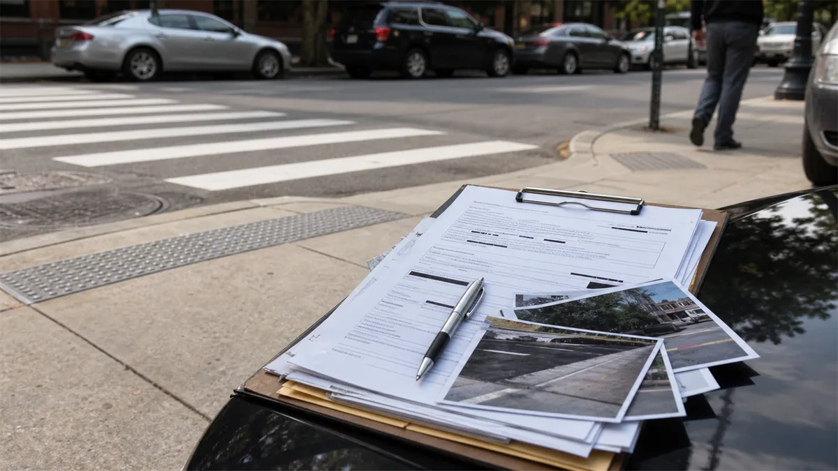 Documentary-style pedestrian accidents scene for "Pedestrian Accident Insurance Claims: Who Pays and How".
