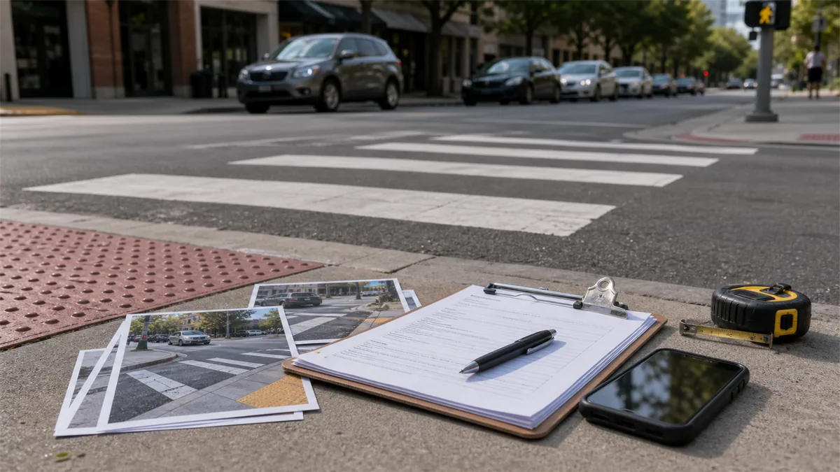 Documentary-style pedestrian accidents scene for "Who Is at Fault in a Pedestrian Accident".