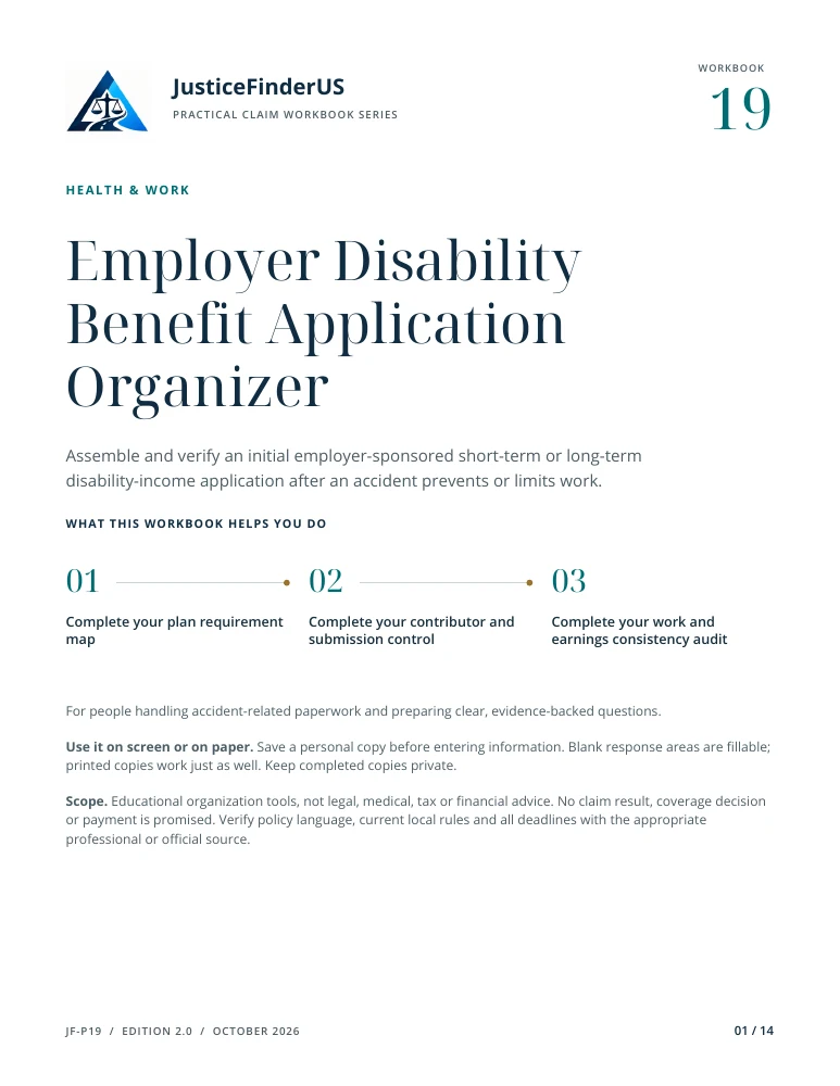 Employer Disability Benefit Application Organizer cover