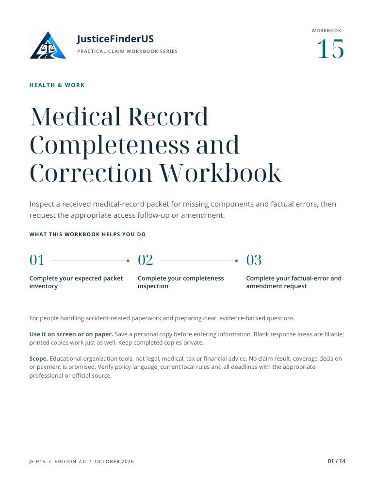 Medical Record Completeness and Correction Workbook cover