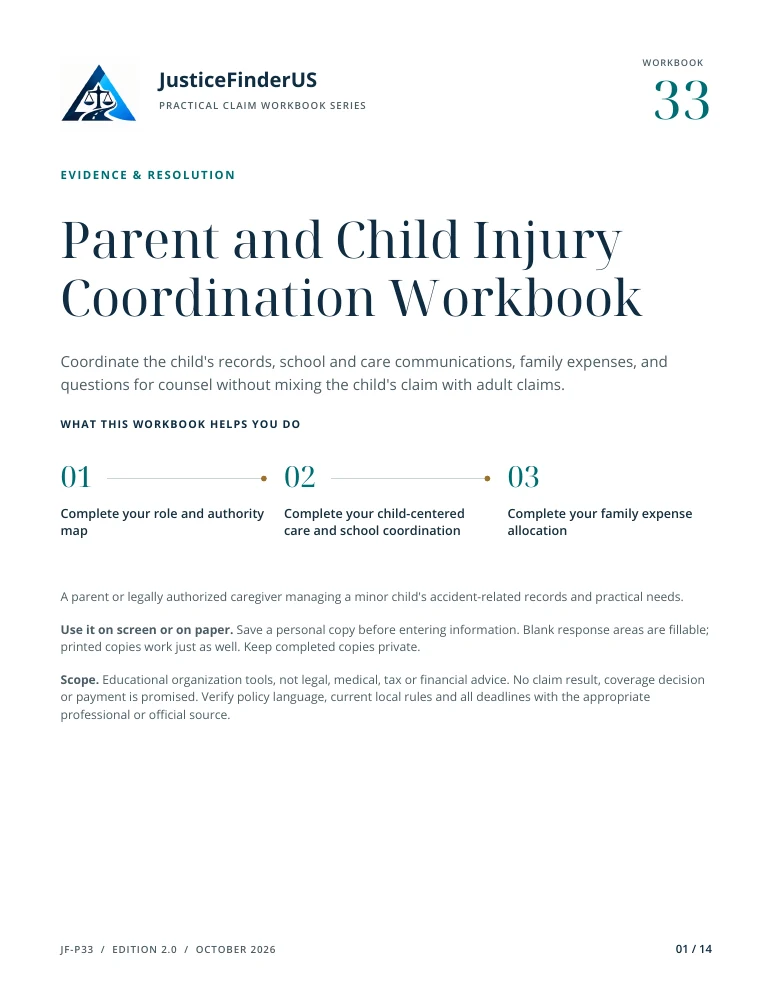 Parent and Child Injury Coordination Workbook cover