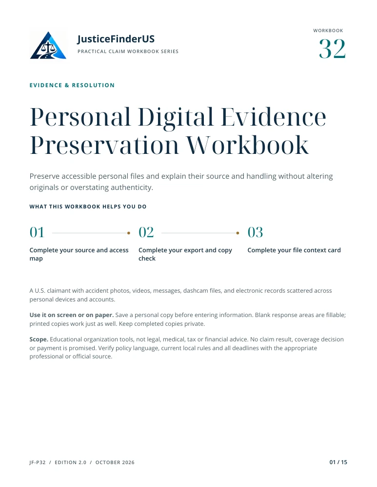 Personal Digital Evidence Preservation Workbook cover