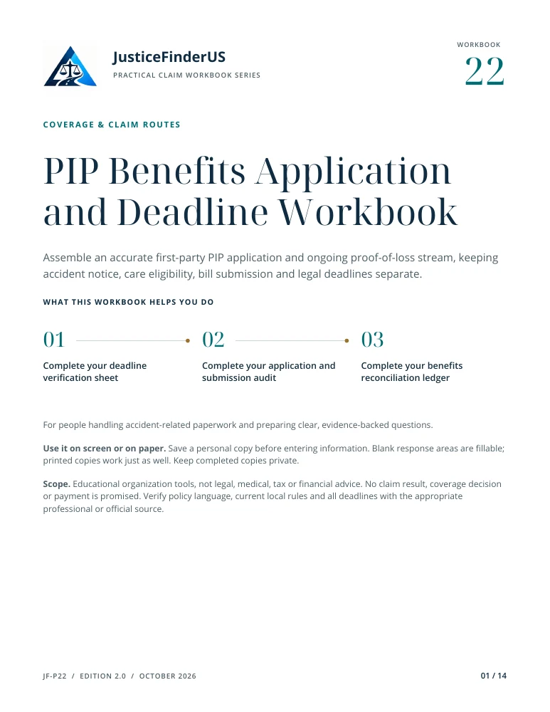 PIP Benefits Application and Deadline Workbook cover