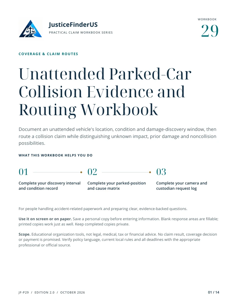Unattended Parked-Car Collision Evidence and Routing Workbook cover